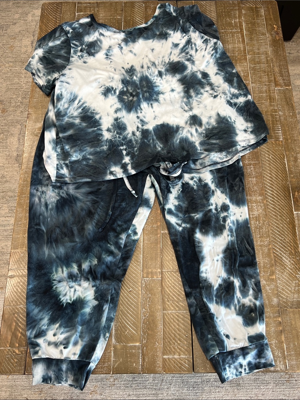 Women's Tie-Dye Pajama Set — Blue & White Lounge Set